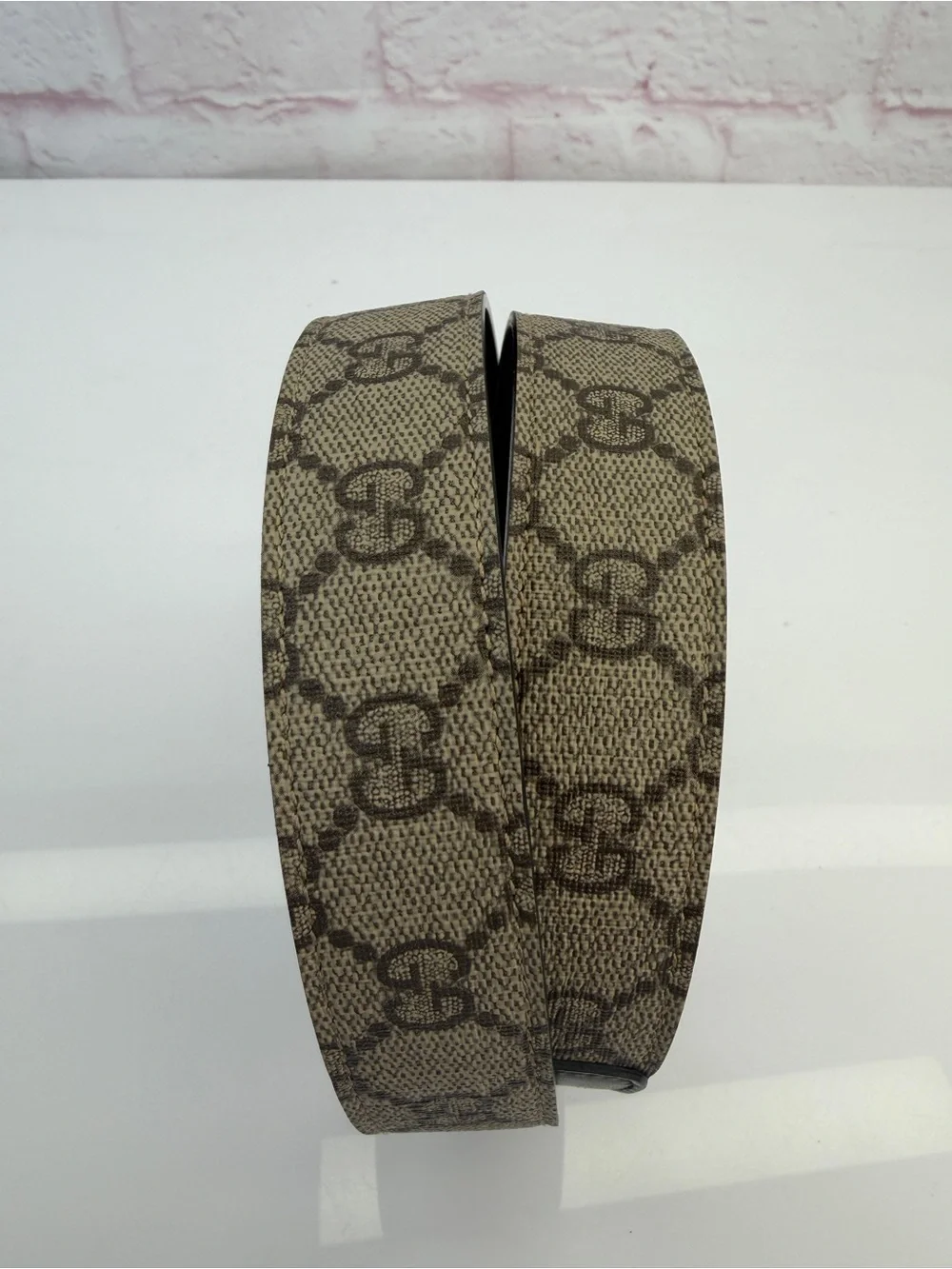 Authentic Gucci Marmont GG Double G Khaki Black Belt 625839 80/32